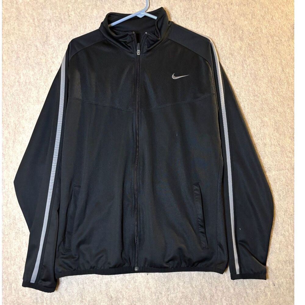 Nike Dri-FIT Track Jacket Men’s XL Black Full Zip Athletic Y2K